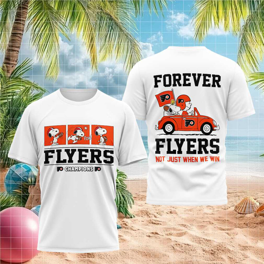 Philadelphia Flyers Snoopy Champions Forever Sports Shirt Flyers Merch Gifts For Hockey Fan