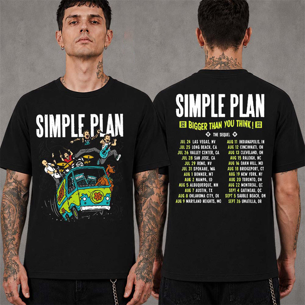 Simple Plan Bigger Than You Think Tour The Sequel Merch Scooby-Doo The Mystery Machine T-Shirt