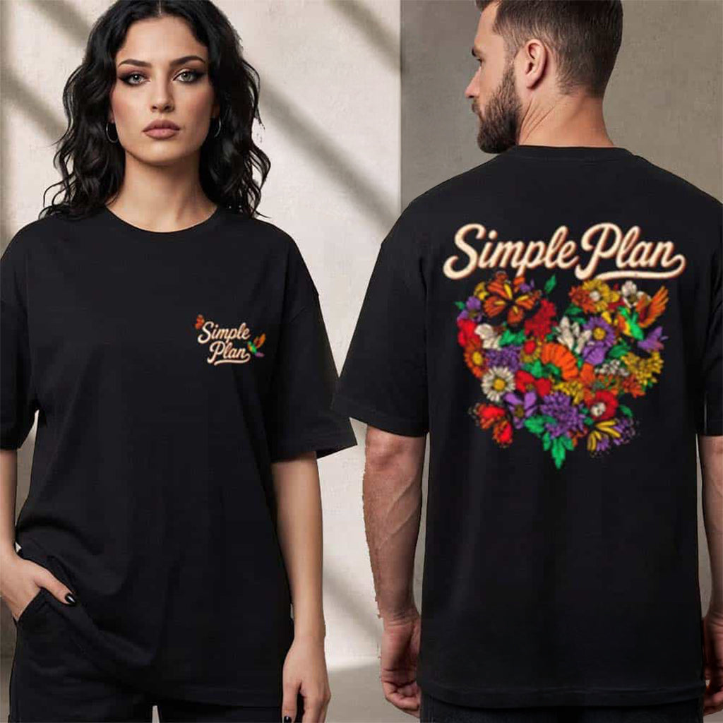 Simple Plan Bigger Than You Think Tour 2026 The Sequel Flowers Hearts T-Shirt Present Ideas
