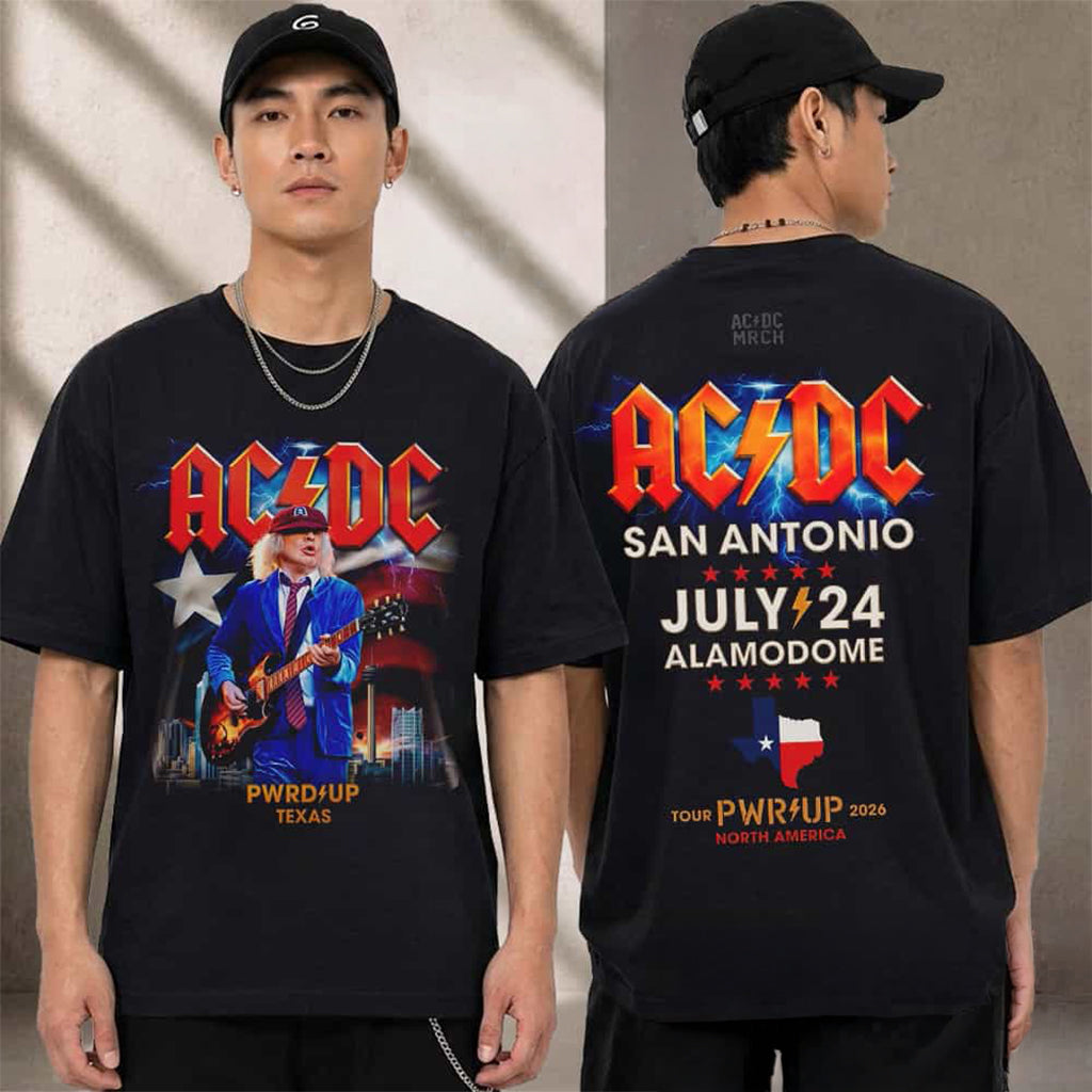 ACDC San Antonio Texas 2026 Event T-Shirt At Alamodome Shirt AC DC Pwr Up Tour Merch