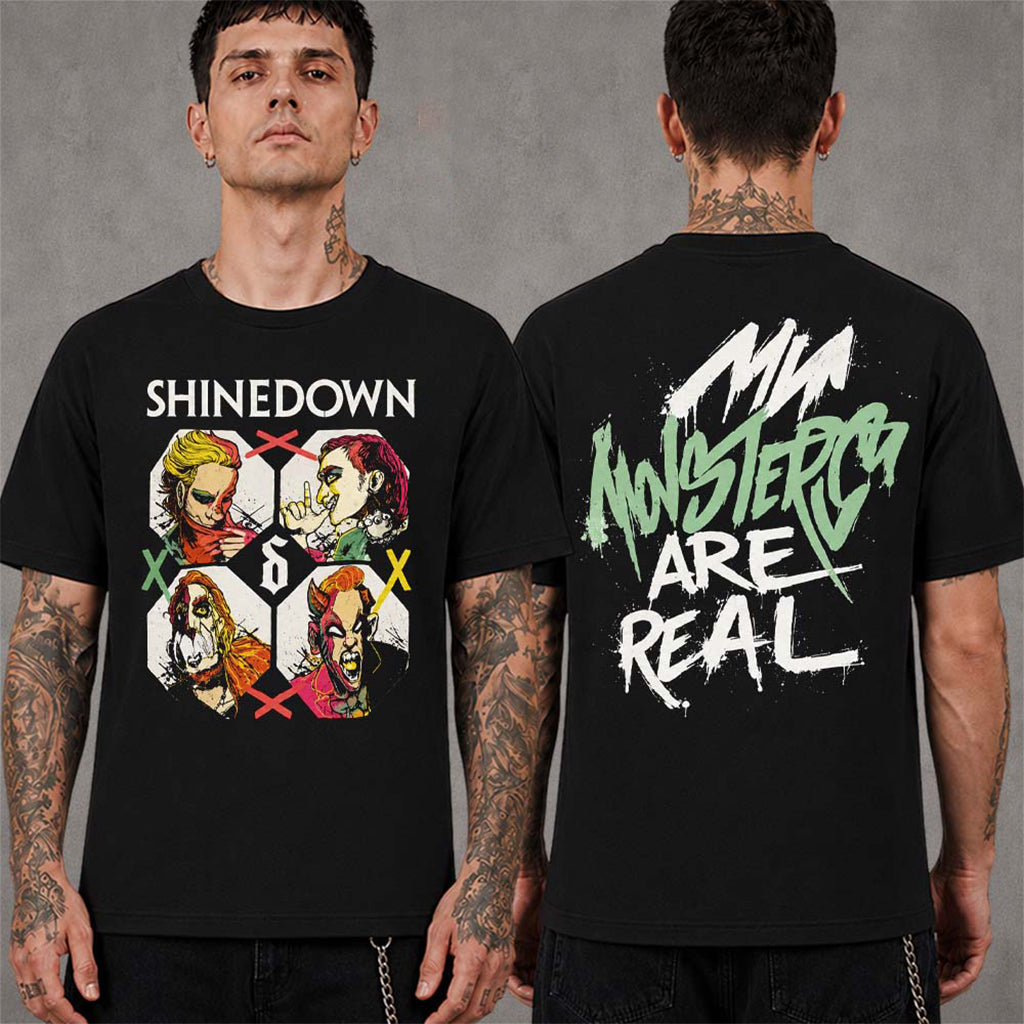 Shinedown Dance Kid Dance Act II 2026 Tour Merch Band Comics Style Monsters Are Real T-Shirt