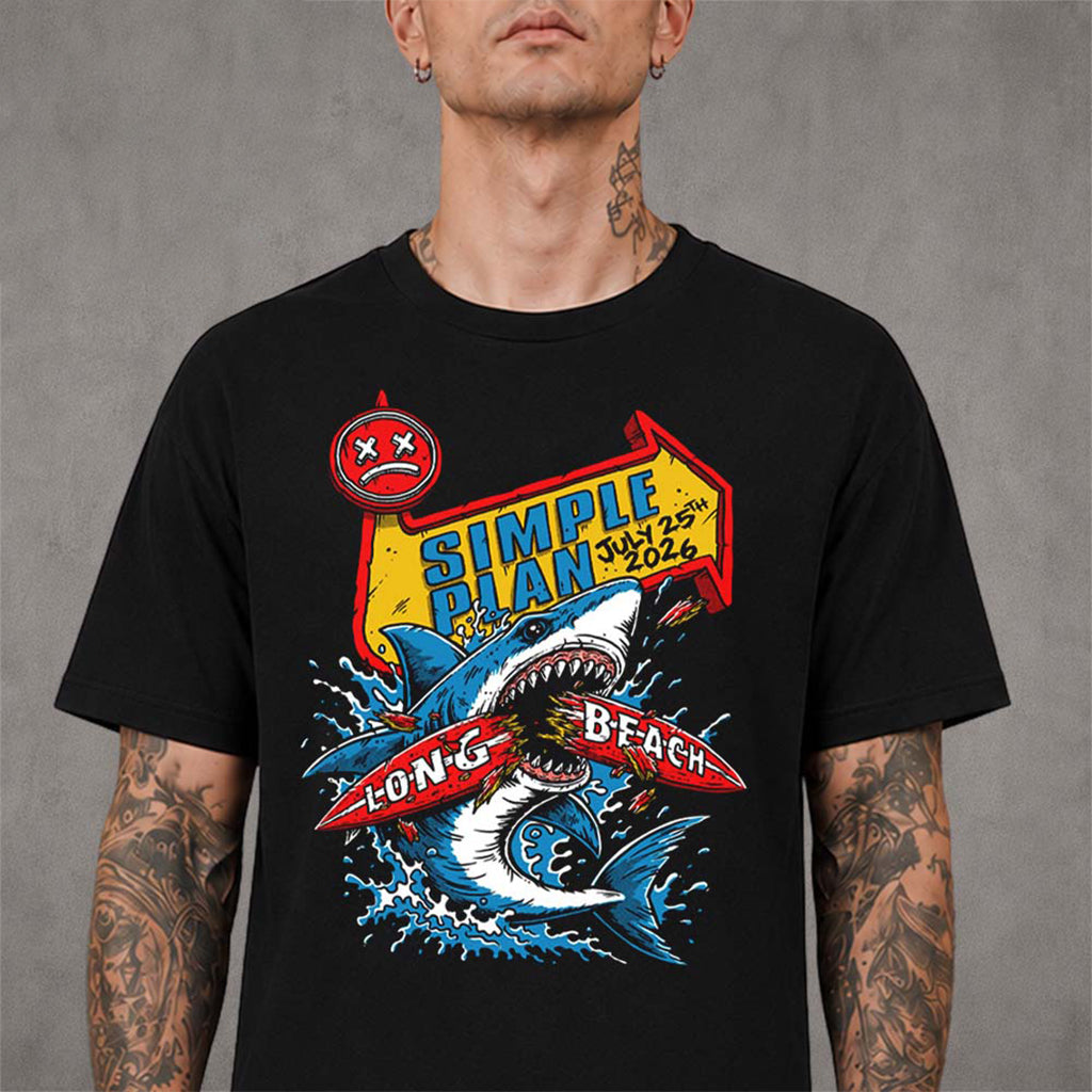 Simple Plan Vans Warped Tour Long Beach 2026 The Shark T-Shirt Simple Plan Merch Gift For Him