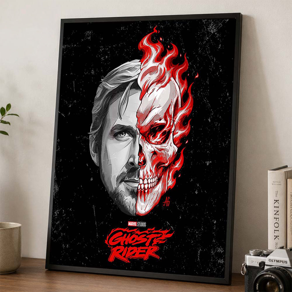 Ryan Gosling Ghost Rider 2028 Split Face Poster Ghost Rider Merch Gifts For Home Decor