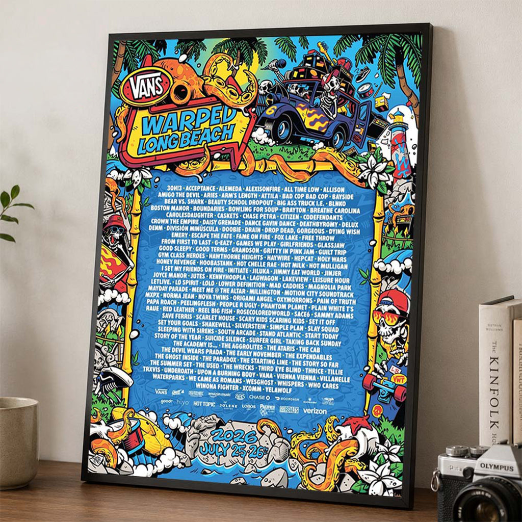 Vans Warped Tour Long Beach CA July 25 2026 Lineup Poster Vans Warped Merch Gift For Fans