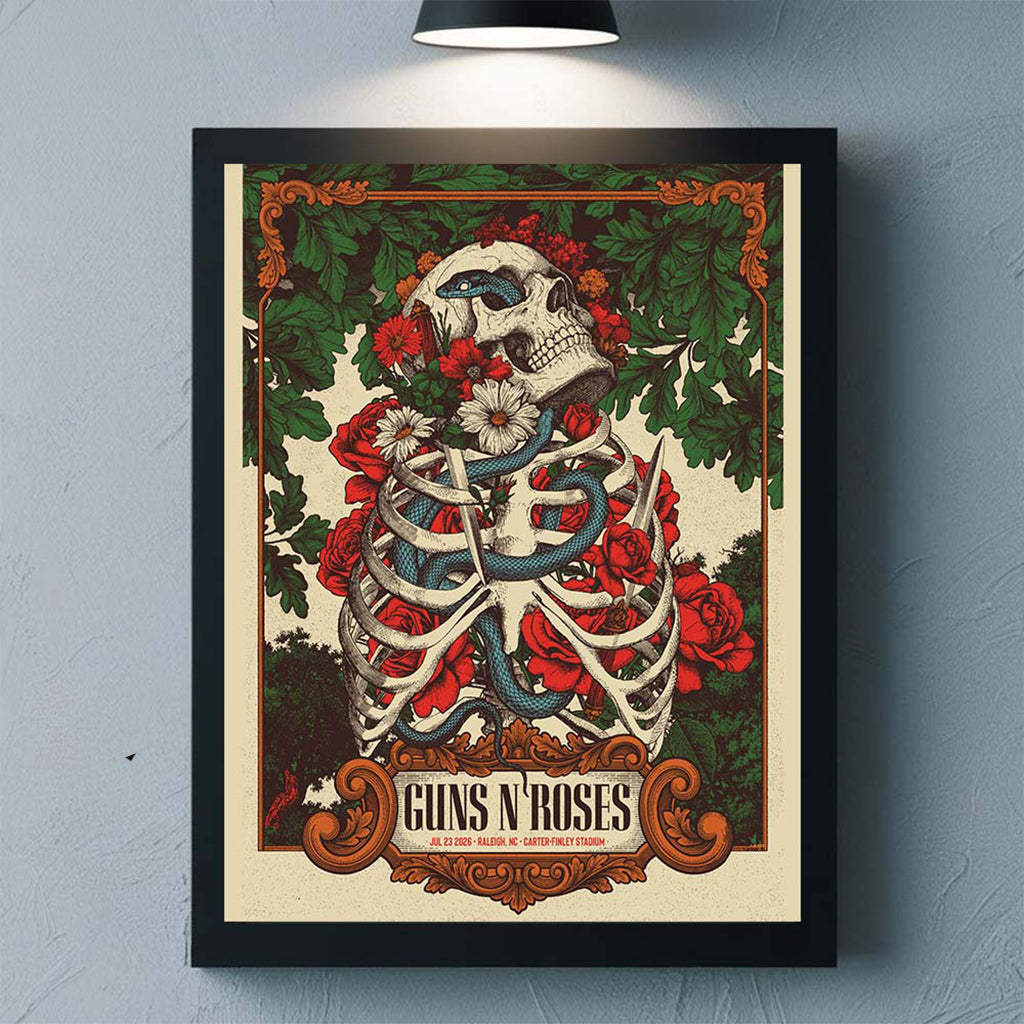 Guns N Roses Raleigh North Carolina 2026 Event Poster Guns N Roses Merch Gifts For Fans
