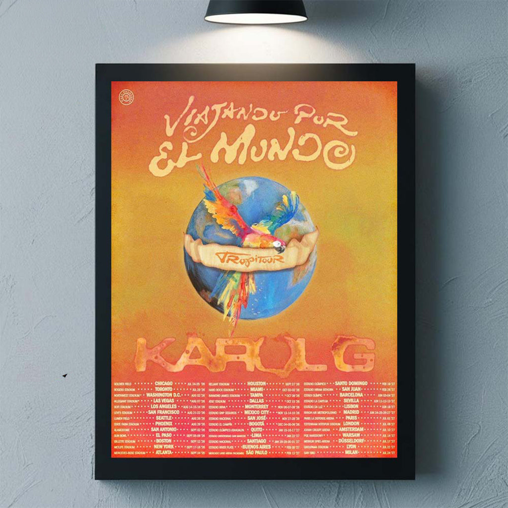 Karol G Viajando Por El Mundo Tropitour 2026 Schedule Dates Home Decor Poster Fan Gift