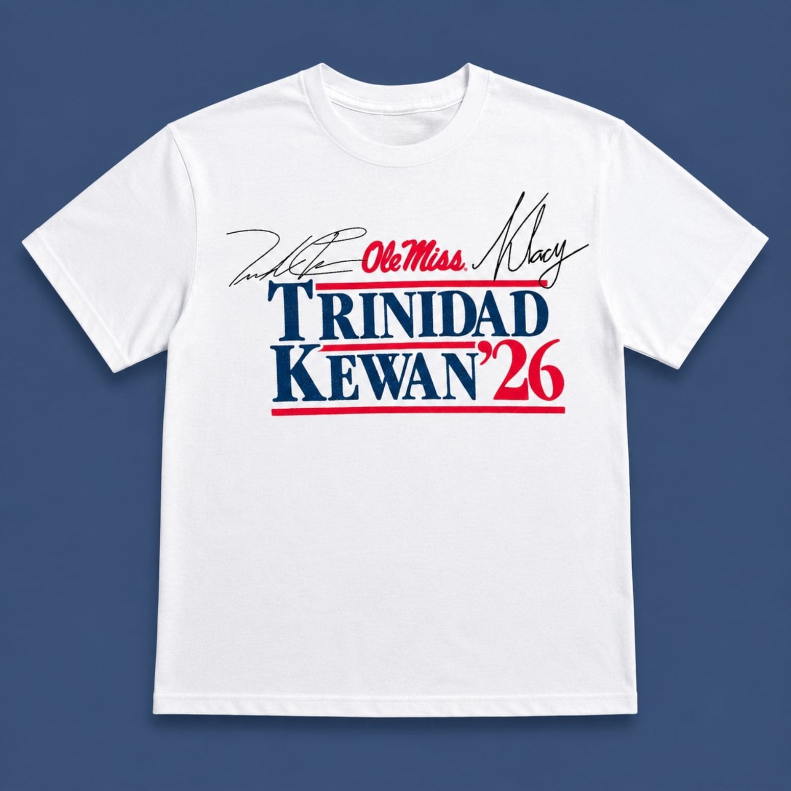 Ole Miss Trinidad Chambliss And Kewan Lacy 26 Shirt White Ole Miss Rebels Merch Fan Gifts