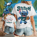 Philadelphia Eagles Merch 2026 Stitch Football Heartbeat T-Shirt Cute Gifts For Sisters