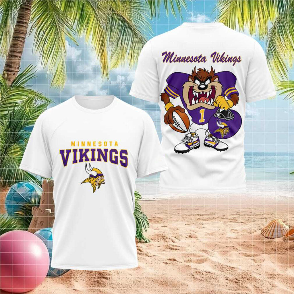 Minnesota Vikings Taz Football Mascot T-Shirt Minnesota Vikings Merch Gifts For Him Fans