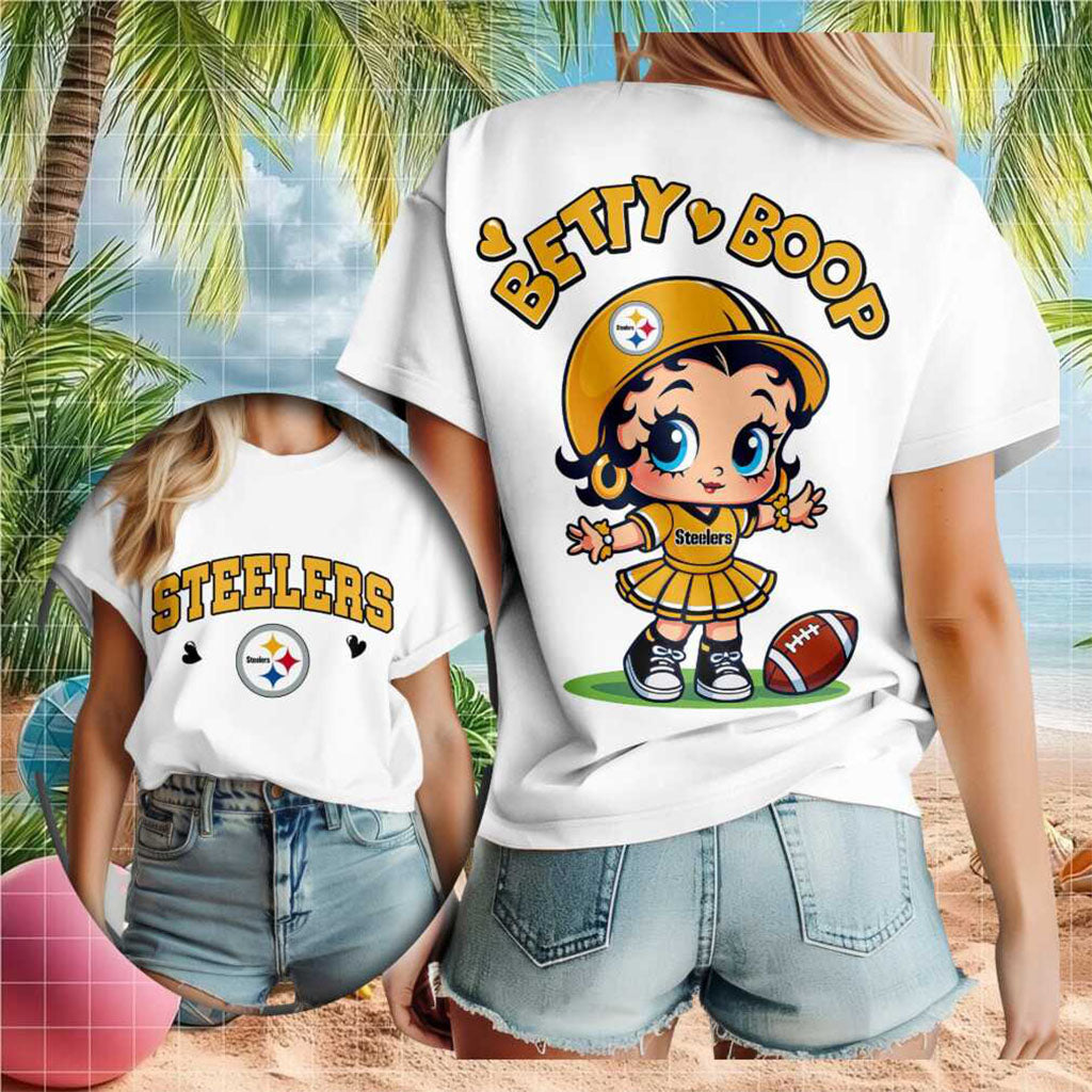 Pittsburgh Steelers Betty Boop Football Cheerleader T-Shirt Pittsburgh Steelers Merch Present