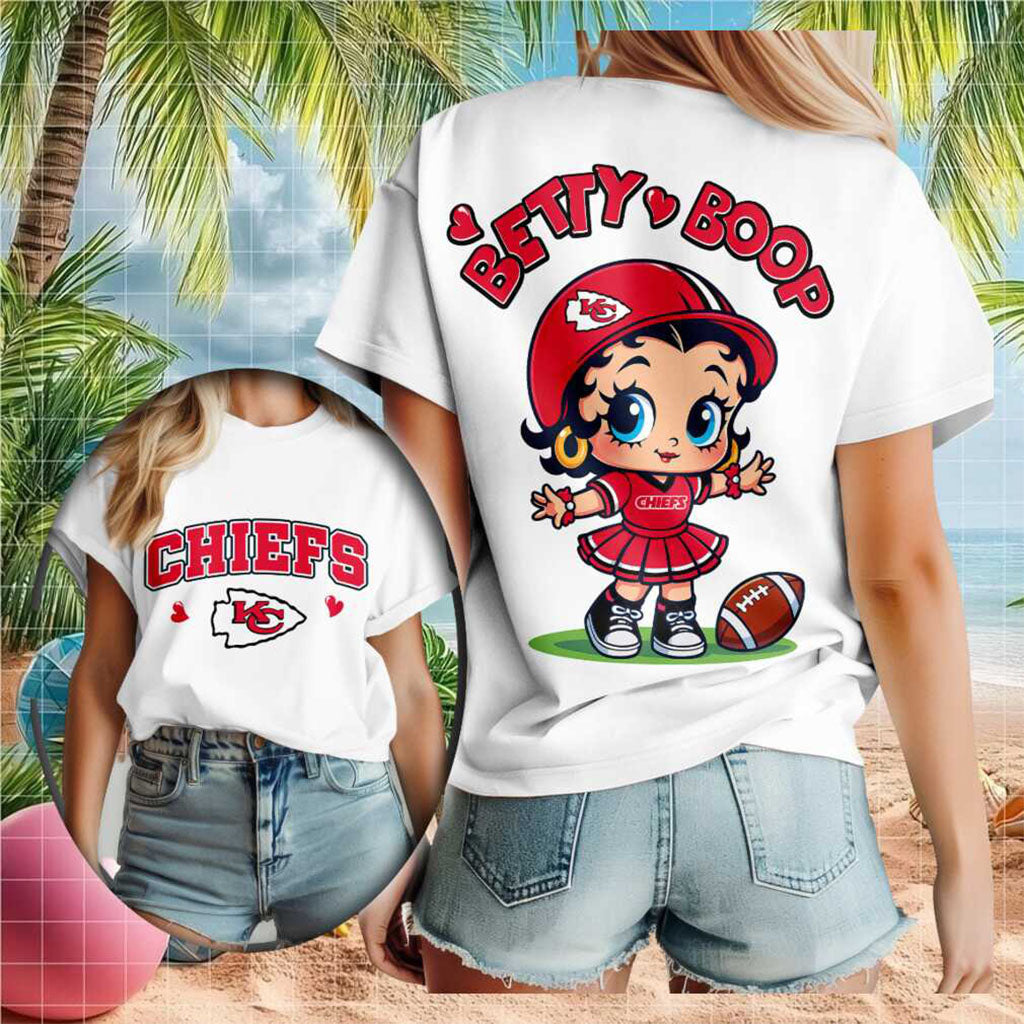 Kansas City Chiefs Betty Boop Football Cheerleader T-Shirt Kansas City Chiefs Merch Best Gifts