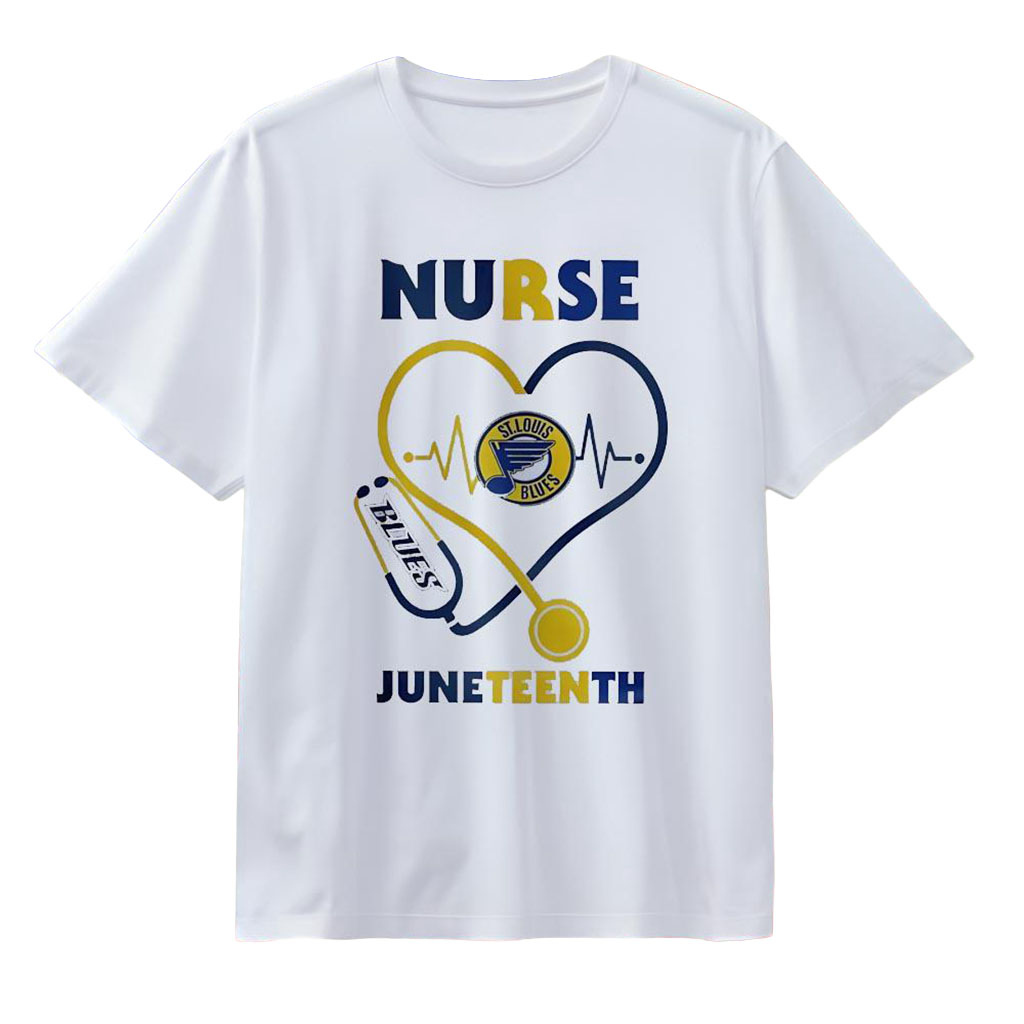 Nurse St Louis Blues Juneteenth Heart Stethoscope T-Shirt Juneteenth Merch Gifts For Fans