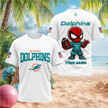 Custom Name Miami Dolphins Spider Superhero Football T-Shirt Miami Dolphins Merch Gifts