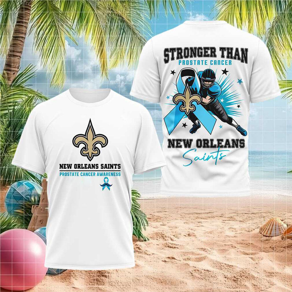 New Orleans Saints Stronger Than Prostate Cancer T-Shirt New Orleans Saints Merch Present