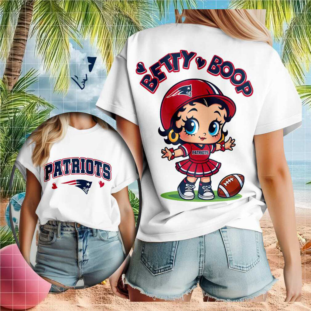 New England Patriots Betty Boop Cheerleader Football T-Shirt New England Patriots Merch Gifts
