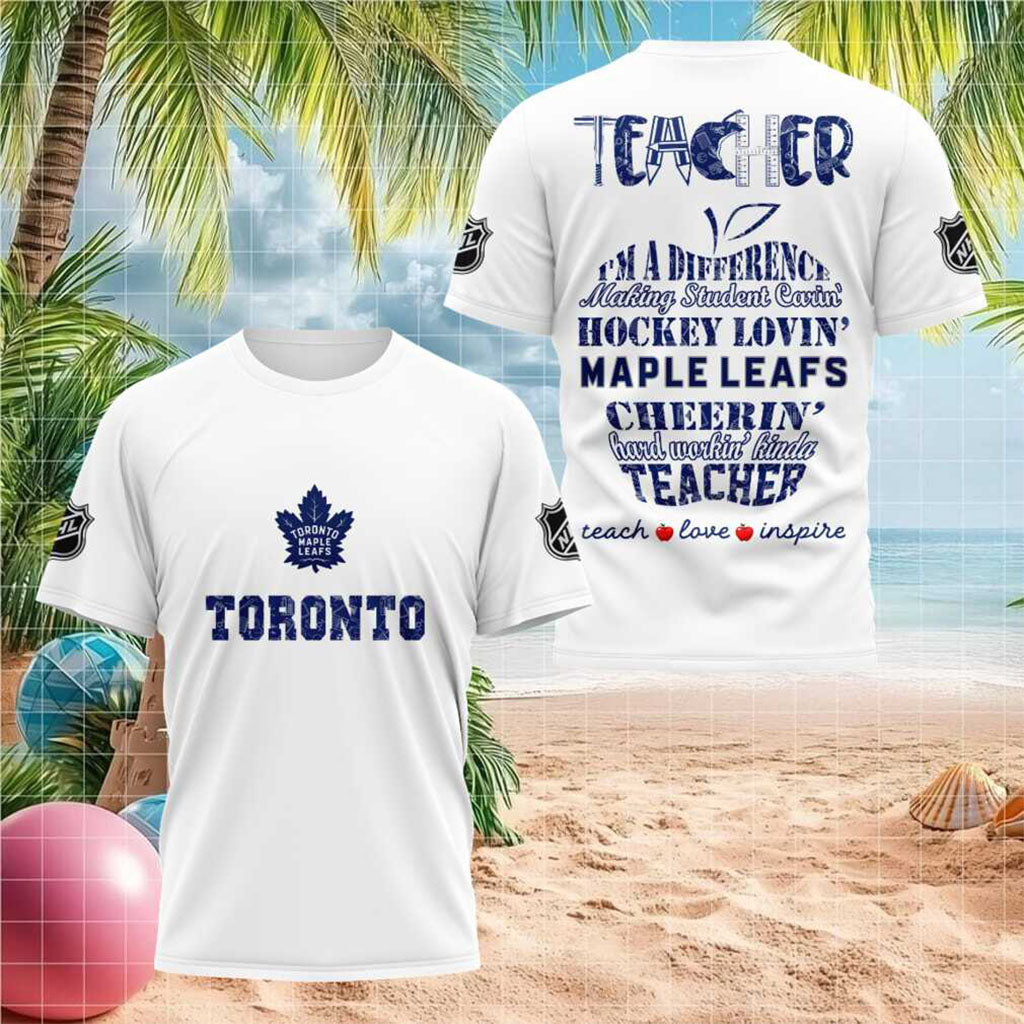 Toronto Maple Leafs Hockey Teacher Love Inspire T-Shirt Toronto Maple Leafs Merch Present Ideas