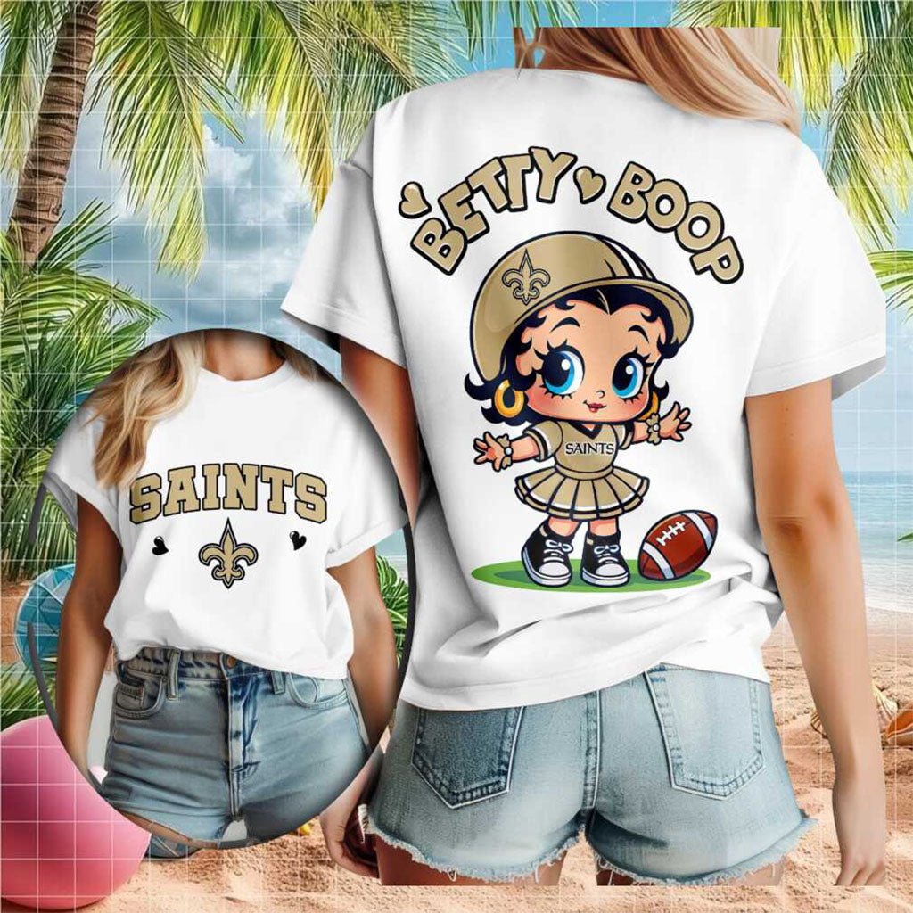 New Orleans Saints Betty Boop Football Cheerleader T-Shirt New Orleans Saints Merch Gift Ideas