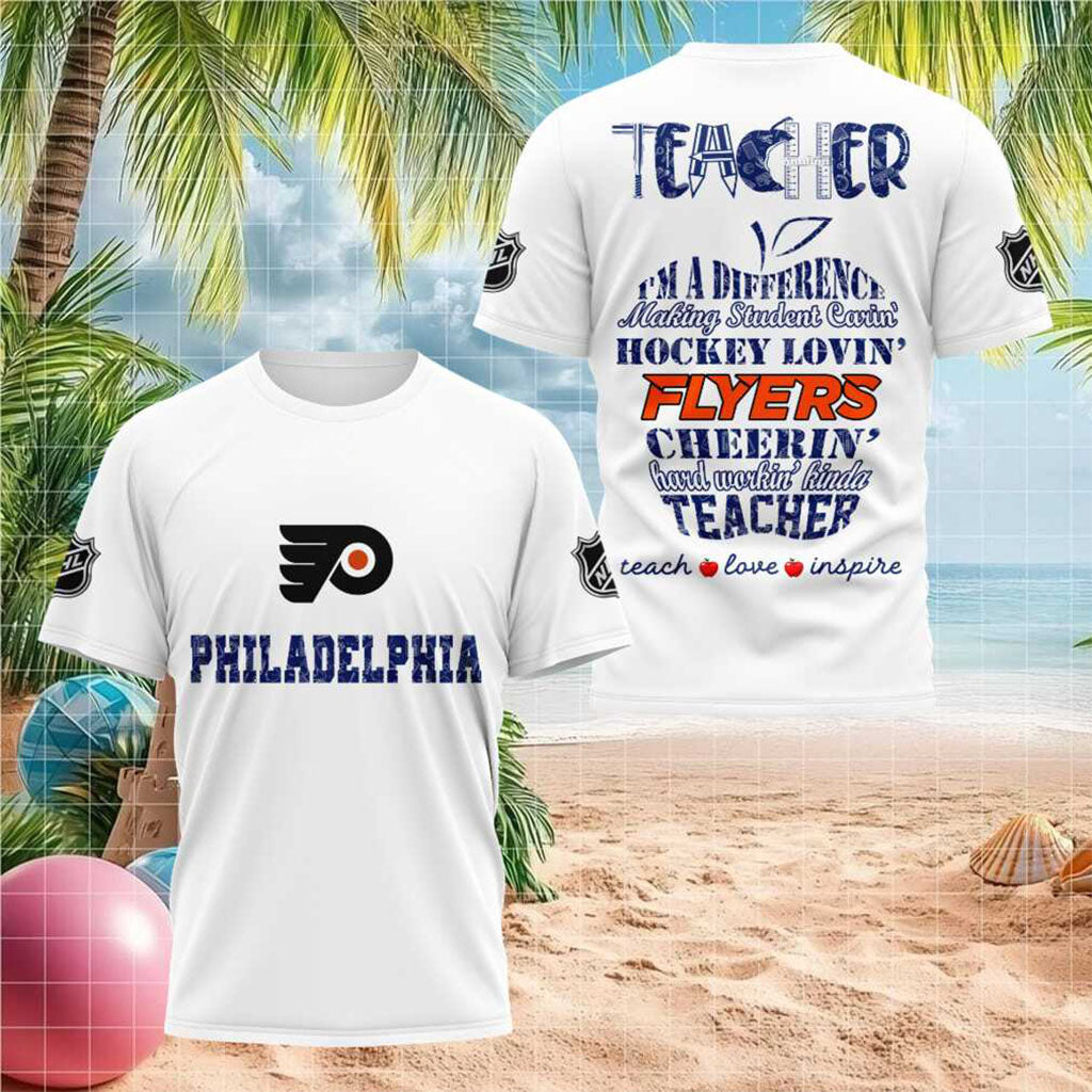Philadelphia Flyers Hockey Teacher Teach Love Inspire T-Shirt Philadelphia Flyers Merch Gifts