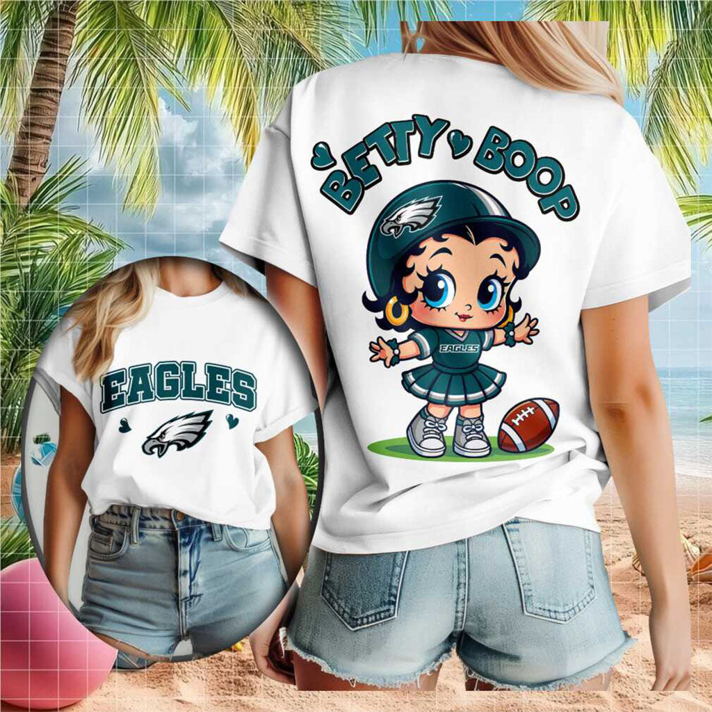 Philadelphia Eagles Betty Boop Football Cheerleader T-Shirt Philadelphia Eagles Merch Fan Gift