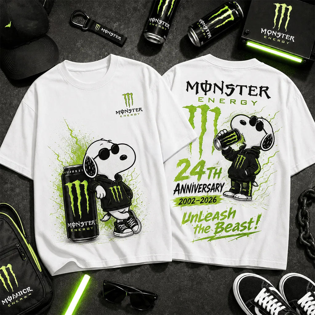 Monster Energy X Snoopy Neon 24th Anniversary T-Shirt Monster Energy Merch Present