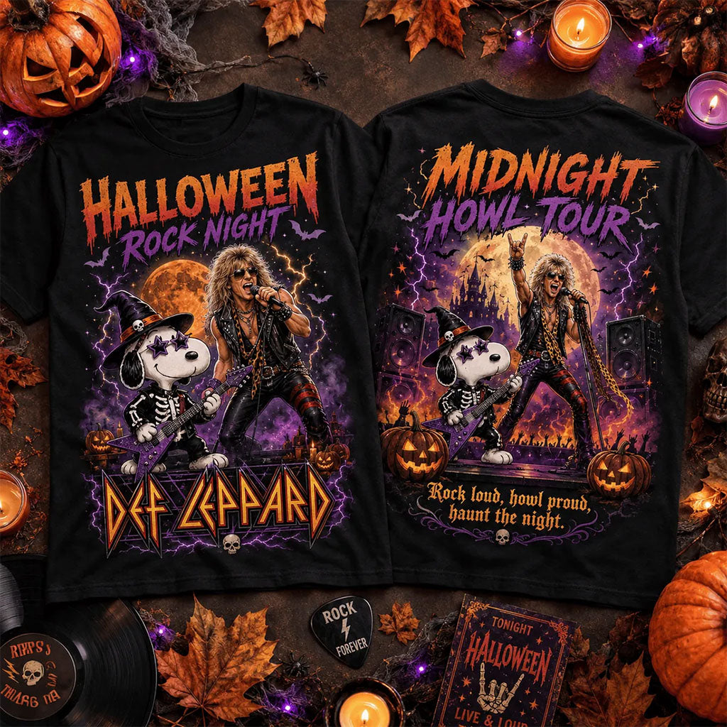 Snoopy X Def Leppard Midnight Howl Halloween T-Shirt Snoopy Merch Unique Gift For Him