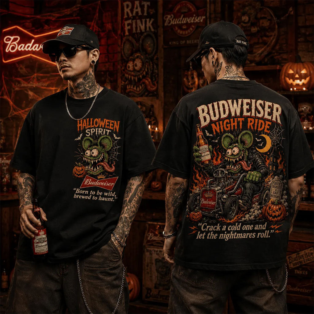 Budweiser Born To Be Wild Halloween Rat Fink T-Shirt Budweiser Merch Gifts For Halloween_