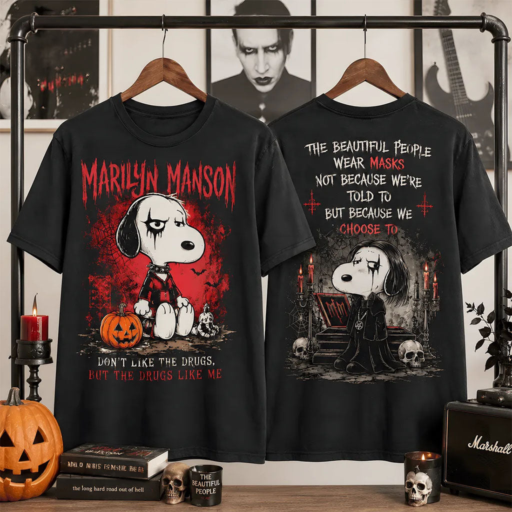 Marilyn Manson X Snoopy Gothic Halloween T-Shirt Marilyn Manson Merch Birthday Gift