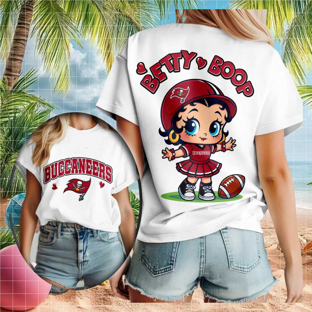 Tampa Bay Buccaneers Betty Boop Football Cheerleader T-Shirt Tampa Bay Buccaneers Merch Gifts
