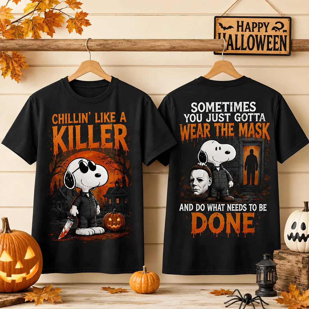 Snoopy Halloween Michael Myers Chillin Killer T-Shirt Snoopy Merch Meaningful Gifts