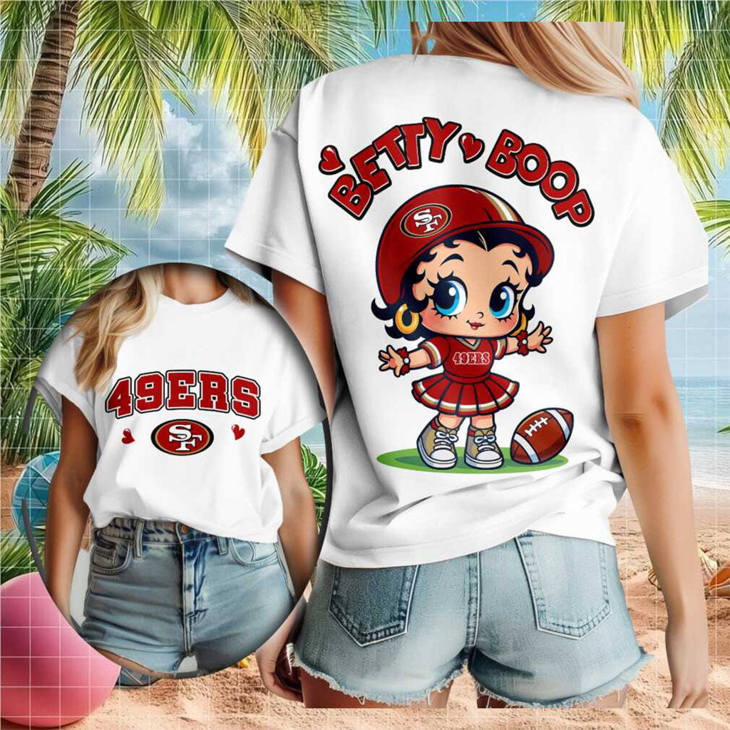 San Francisco 49ers Betty Boop Football Cheerleader T-Shirt San Francisco 49ers Merch Present