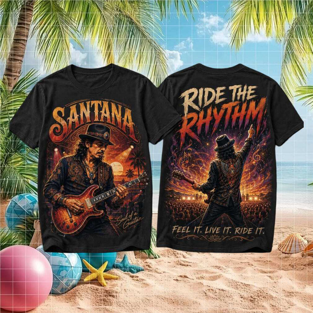 Santana Ride The Rhythm Soul Of A Guitar Classic Rock T-Shirt Santana Ride Merch Gifts
