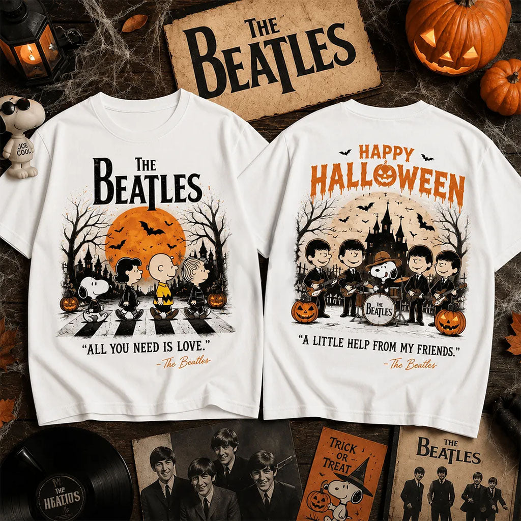 The Beatles X Peanuts All You Need Is Love Halloween T-Shirt The Beatles Merch Gifts