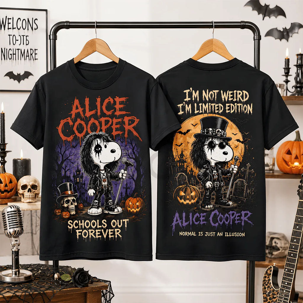 Snoopy X Alice Cooper Halloween Black T-Shirt Alice Cooper Merch Gifts For Fans