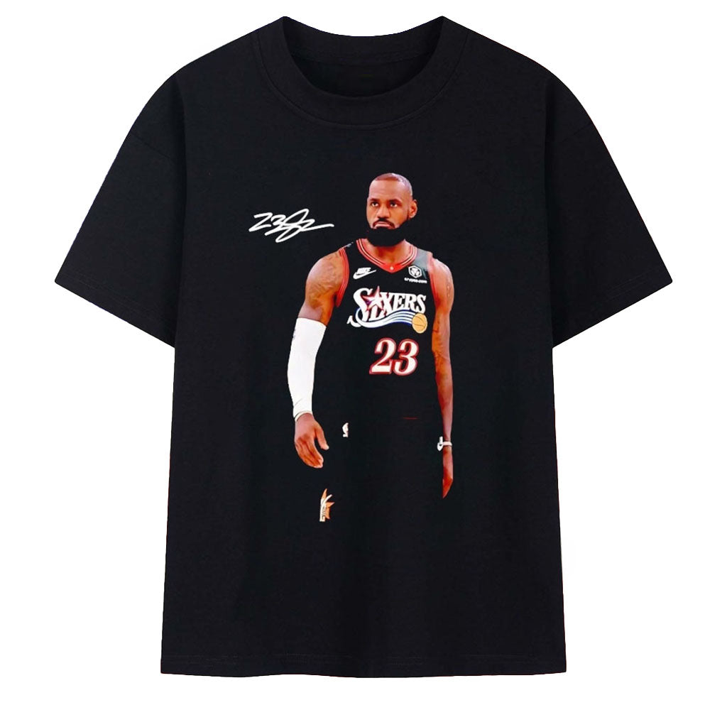 Lebron James Philadelphia 76ers 23 Signature T-Shirt Lebron James Merch Meaningful Gifts
