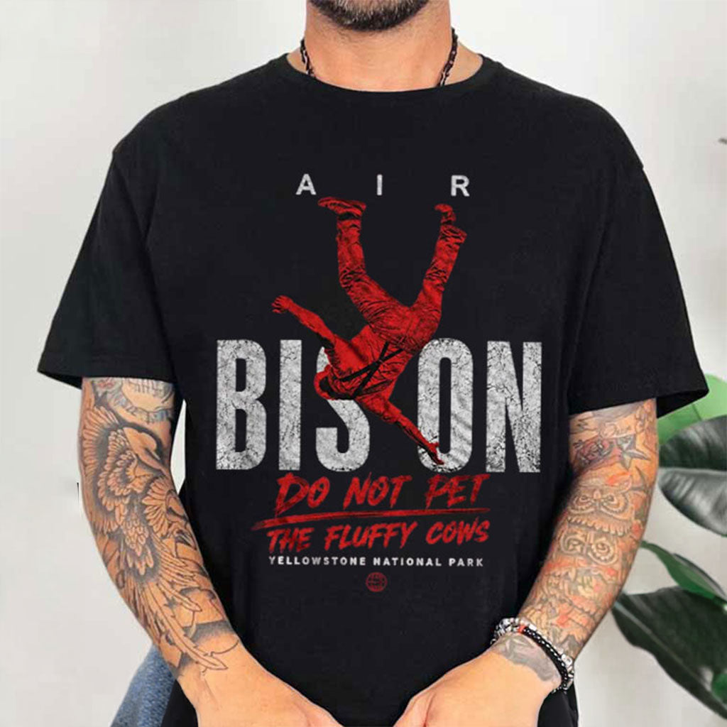 Do Not Pet The Fluffy Cows Bison Meme T-Shirt Yellowstone National Park Merch Gift For Men