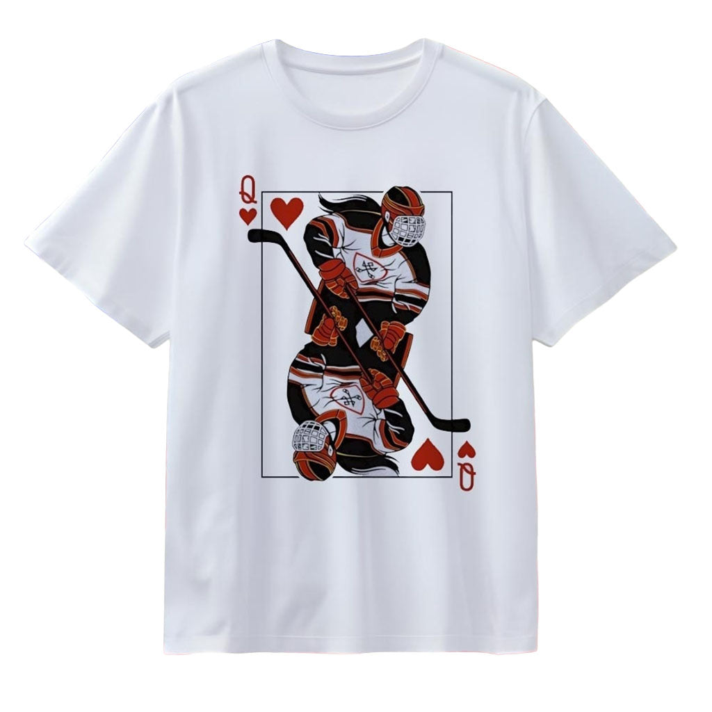 Queen Of Hearts Hockey Player Playing Card T-Shirt Hockey Fan Shirt Gift For Sisters