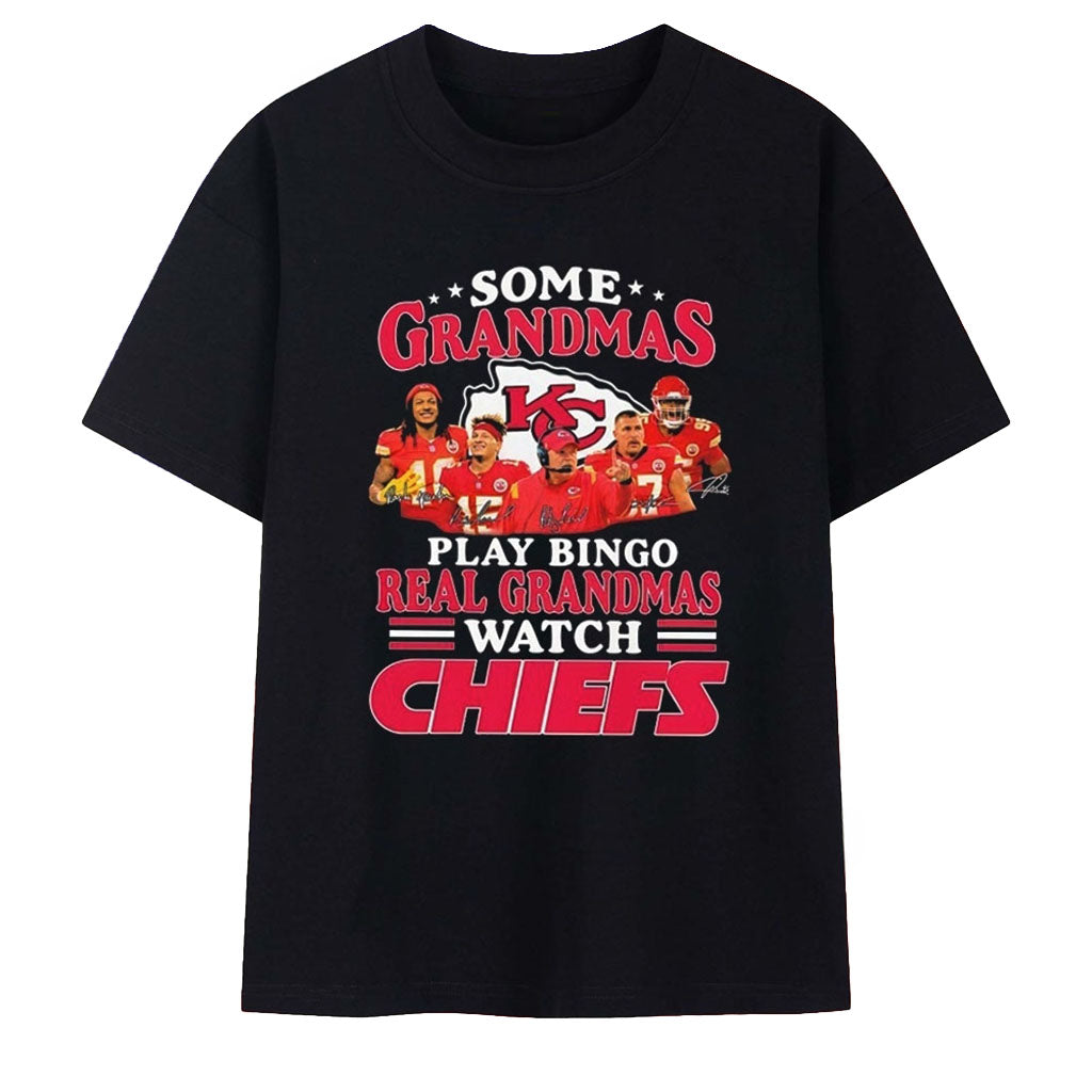 Kansas City Chiefs Real Grandmas Watch Chiefs Signature T-Shirt Chiefs Merch Football Fan Gifts