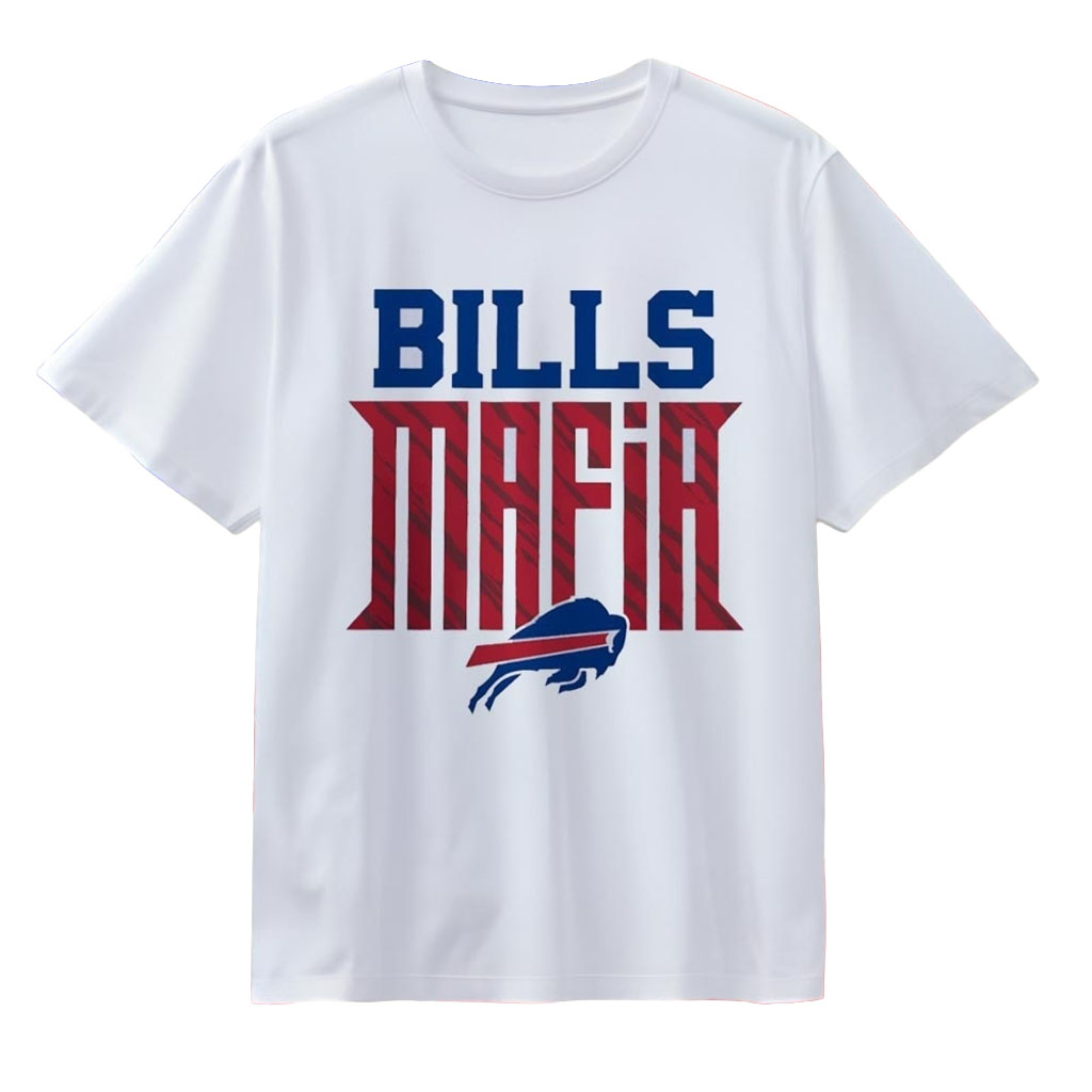 Buffalo Bills Mafia Logo Football T-Shirt White Buffalo Bills Merch 2026 Gift For Boyfriend