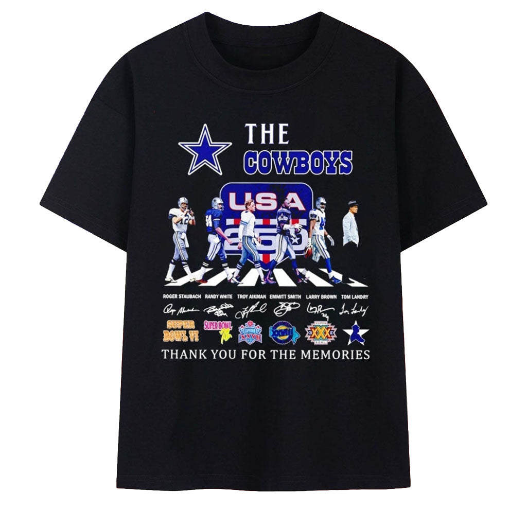 Dallas Cowboys Abbey Road Thank You For The Memories Signature T-Shirt Dallas Cowboys Merch