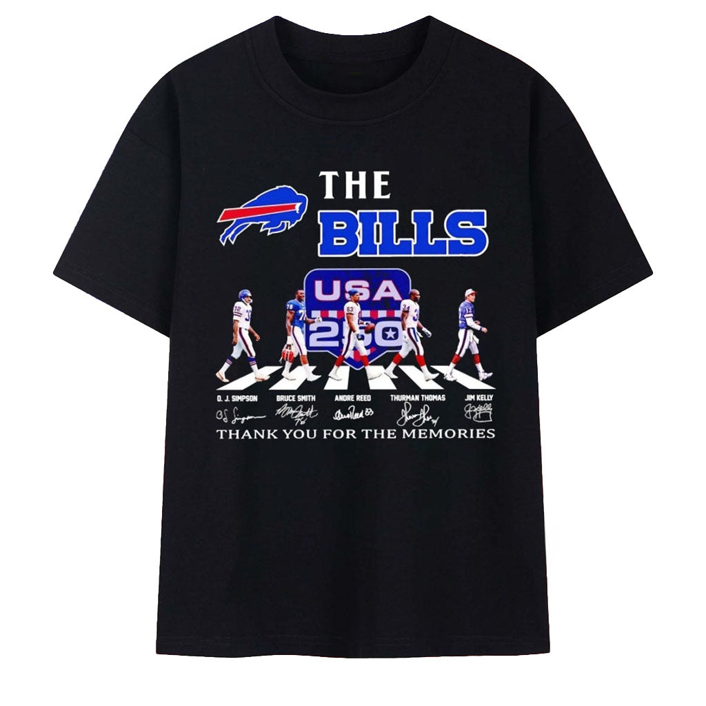 Buffalo Bills Abbey Road Thank You For The Memories Signature T-Shirt Buffalo Bills Merch Gifts