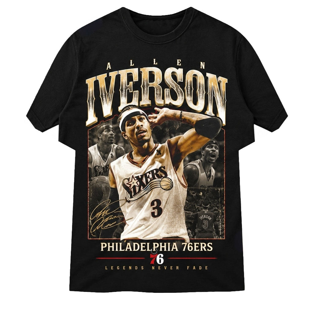 Allen Iverson Philadelphia 76ers Portrait T-Shirt Legends Never Fade Shirt 76ers Merch Fan Gift