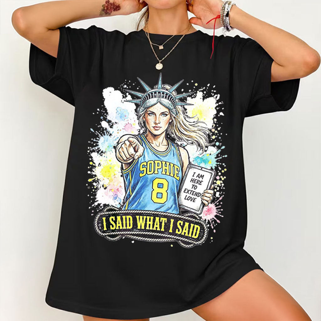 Sophie Cunningham ET Liberty T-Shirt Parody Funny Basketball Meme Shirt Pointing Merch