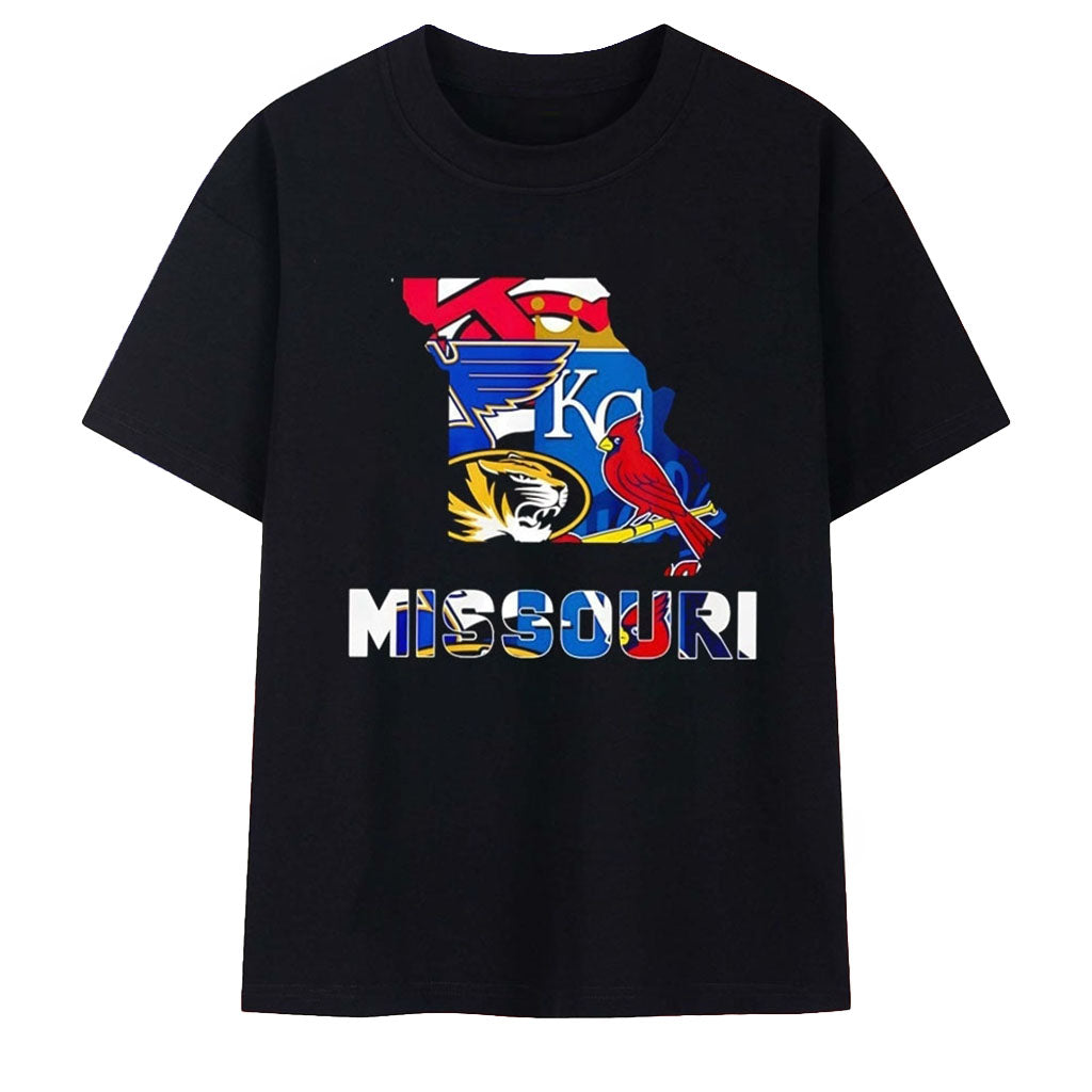 Missouri Sports Teams St Louis Cardinals T-Shirt Missouri State Map Shirt Gift For Brothers