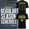 Pittsburgh Penguins Merch 2026 27 Regular Season Schedule T-Shirt  Hockey Fan Gear Black
