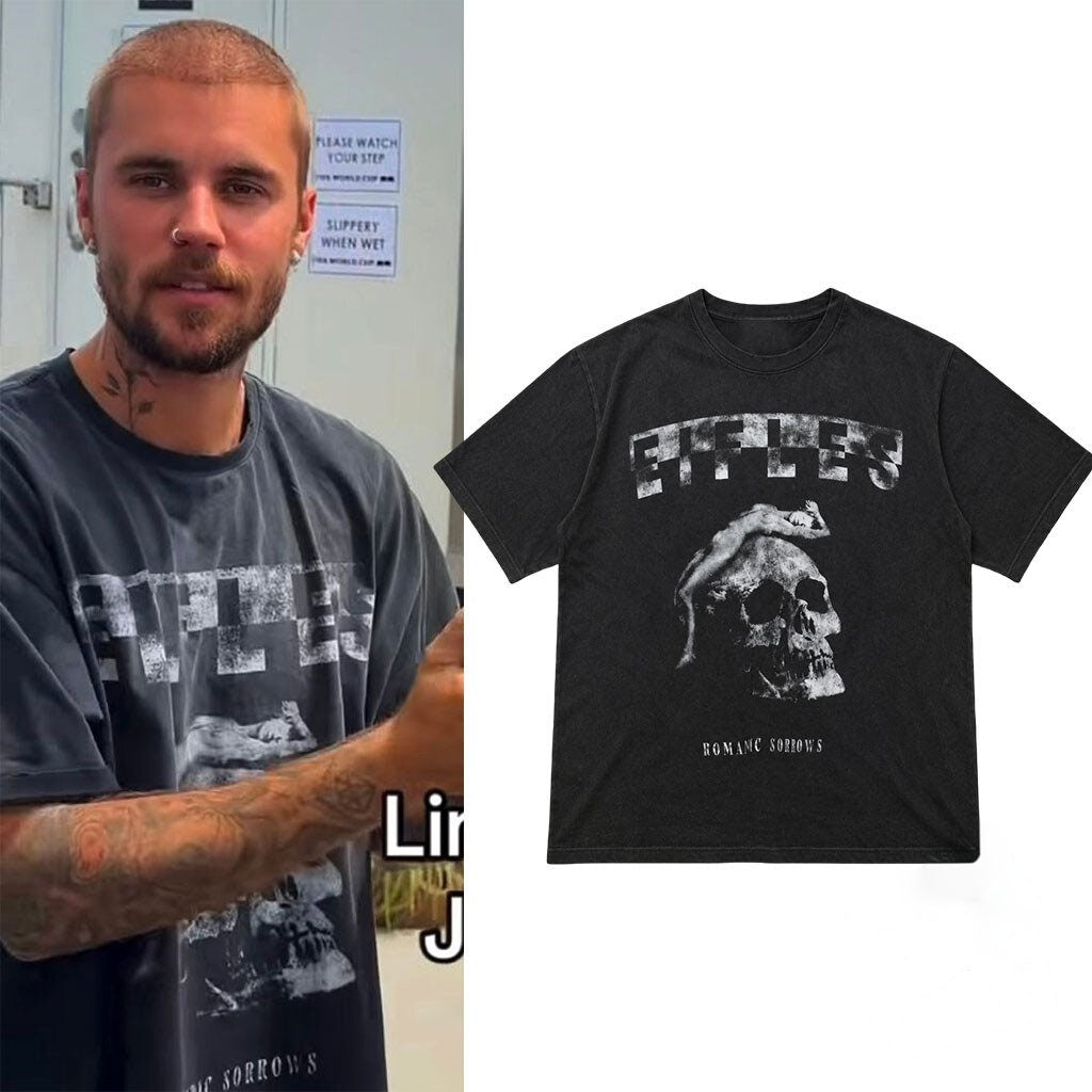 Justin Bieber At The World Cup 2026 Romantic Sorrows Skull Shirt Justin Bieber Merch Fan Gifts