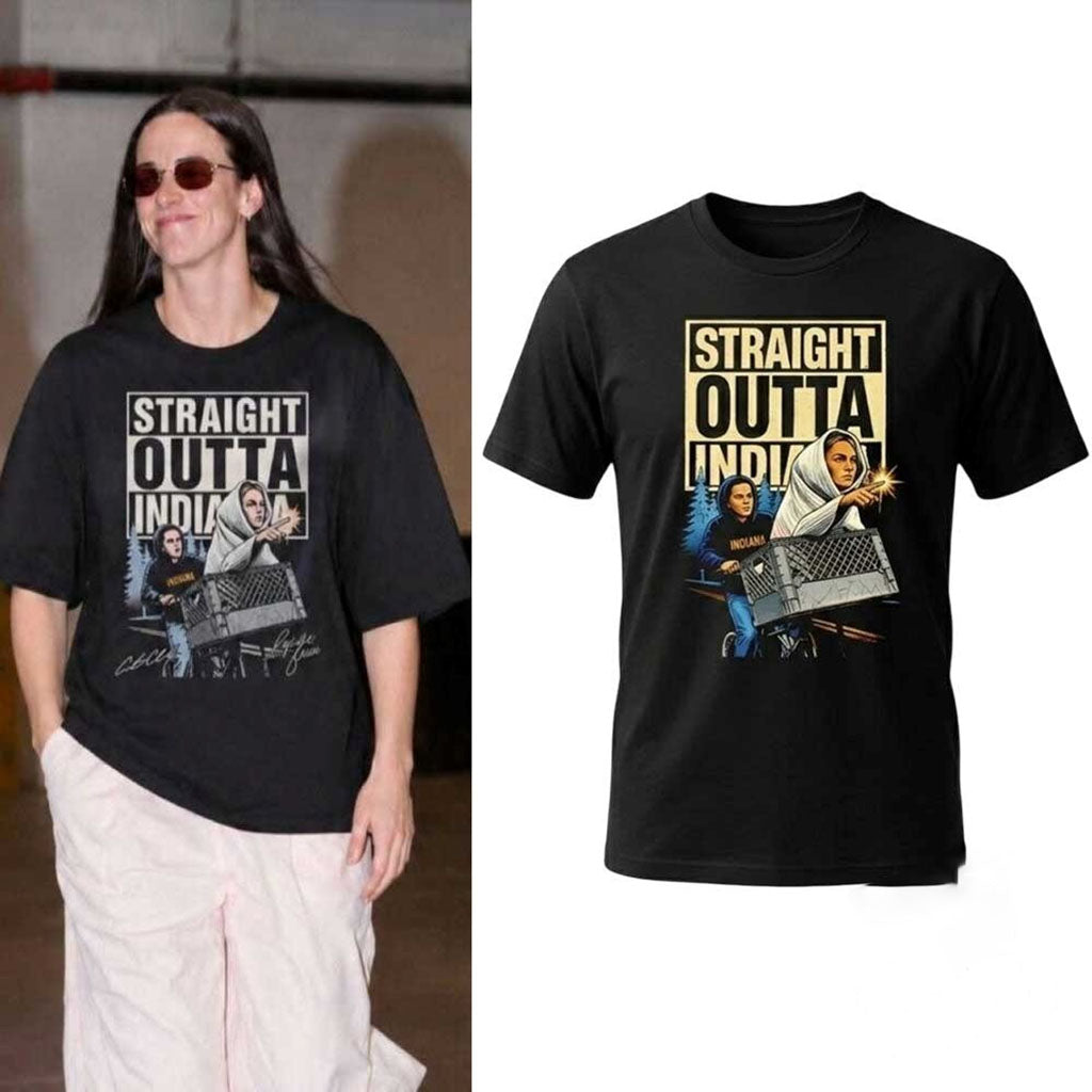 Caitlin Clark Straight Outta Indiana Shirt Funny Meme Basketball T-Shirt Caitlin Clark Merch