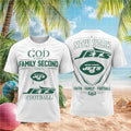 New York Jets God First Family Second Faith Football Shirt NY Jets Merch Football Fan Gifts