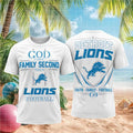 Detroit Lions God First Family Second Faith Football Shirt Detroit Lions Merch Religious Gifts