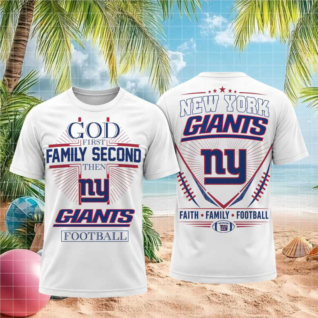 New York Giants God First Family Second Faith Football Shirt NY Giants Merch Gift For Fans