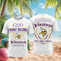 Minnesota Vikings God First Family Second Faith Football Shirt MN Vikings Merch Religious Gifts